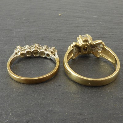 Lot 1066 - Two 9ct gold dress rings, one with five claw...