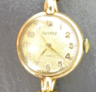 Lot 1414 - ROTARY; a ladies' vintage 9ct gold wristwatch...