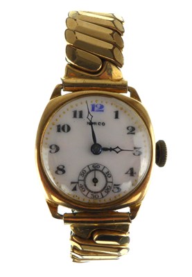 Lot 1398 - HICO; a ladies' vintage 9ct gold watch, the...