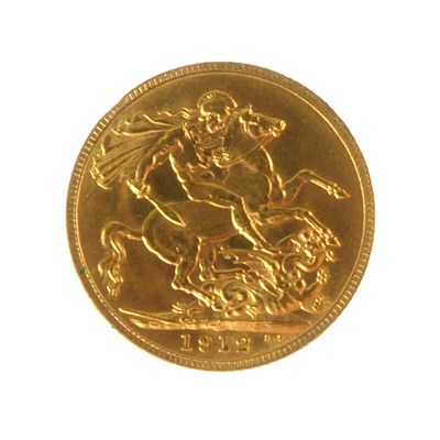 Lot 980 - A George V full sovereign 1912, George and...