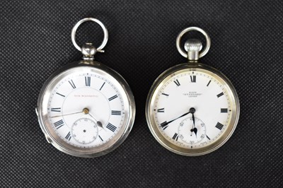 Lot 1384 - A silver cased open face key wind pocket watch,...