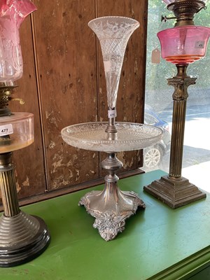 Lot 475 - A Victorian silver plated epergne with cut and...