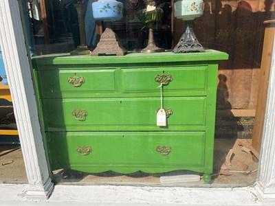 Lot 507 - A green painted chest of two short over two...