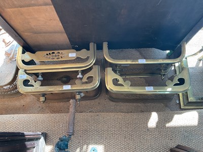 Lot 516 - Two brass fenders, together with four brass...