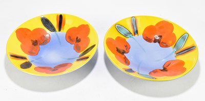 Lot 346 - POOLE POTTERY; two large fruit bowls, decorated with stylised flowers