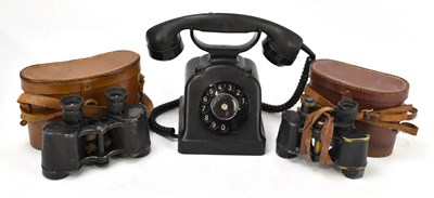 Lot 78 - A vintage black dial telephone with two bells