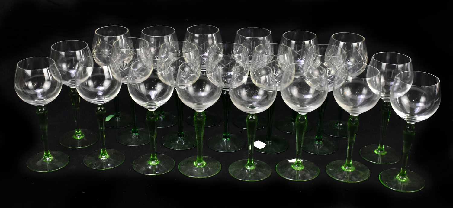 Lot 621 - A collection of twenty one glass drinking glasses