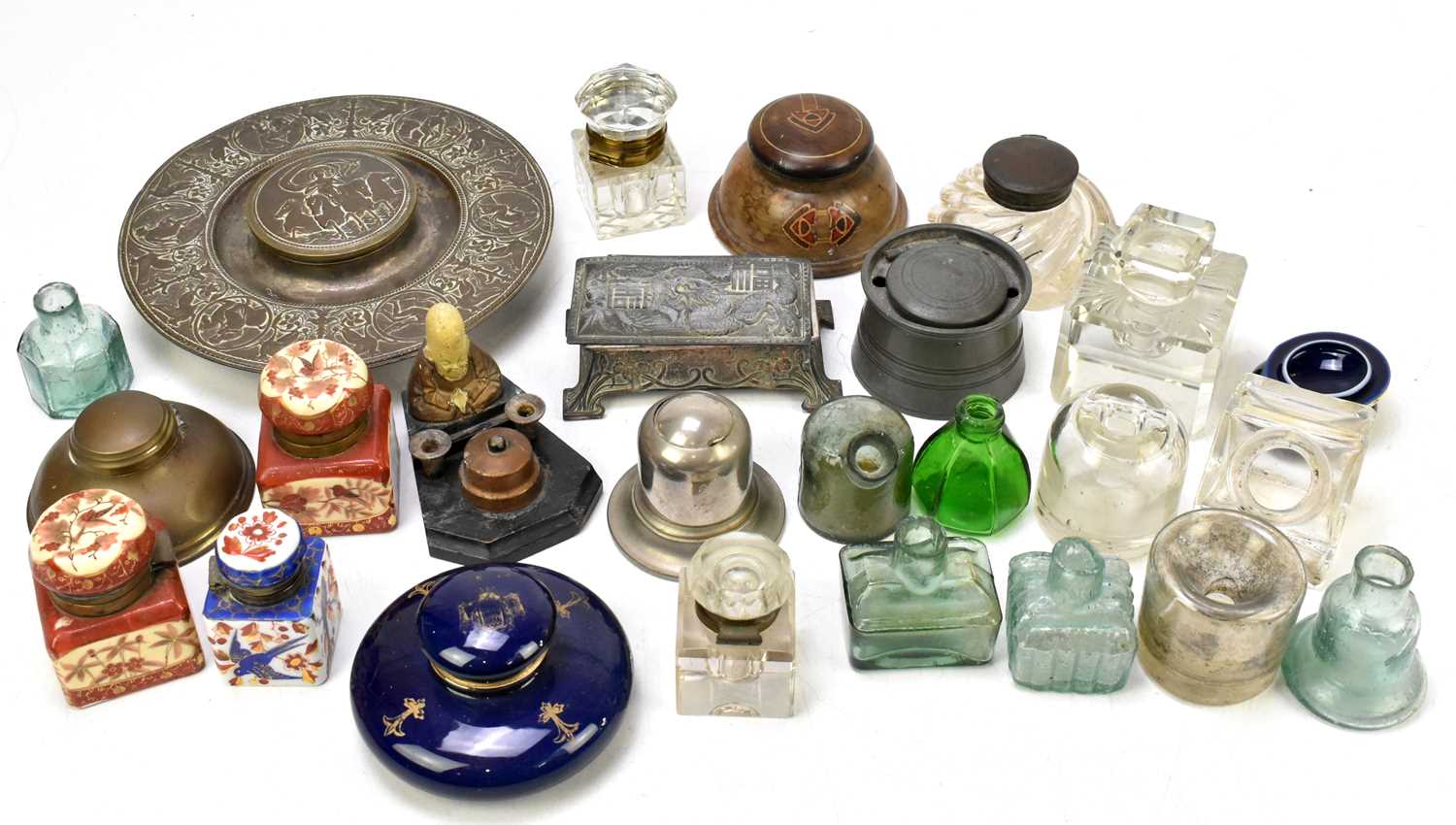 Lot 107 - A collection of 19th century and later inkwells