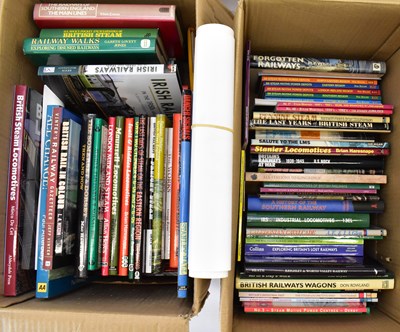 Lot 815 - Two boxes of steam train related hardback...