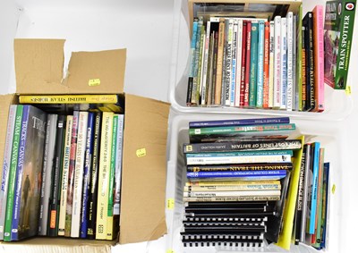 Lot 805 - Three boxes of steam train related hardback...