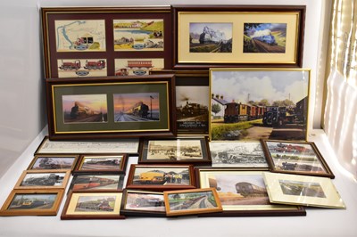 Lot 792 - Twenty framed steam and diesel locomotive...