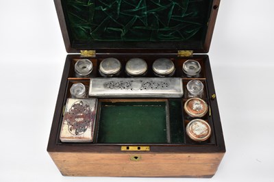 Lot 196 - A 19th century rosewood travelling toiletries...