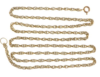 Lot 1256 - A 9ct gold necklace united with hoop clasp,...