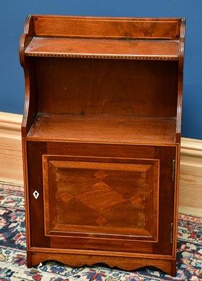 Lot 2507 - An Edwardian mahogany inlaid hanging wall...