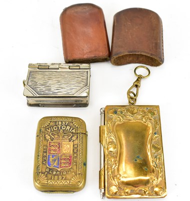 Lot 218 - Three vesta cases, comprising a silver plated...