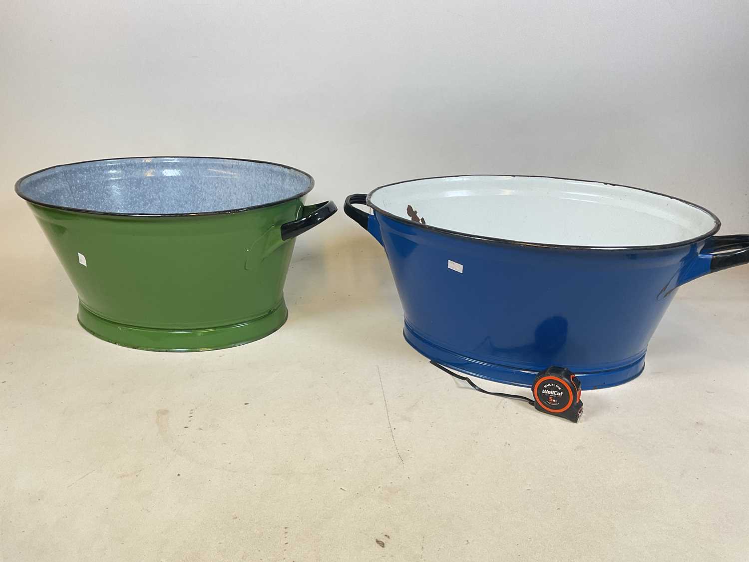Lot 216 Two French enamel baths, width 75cm, depth