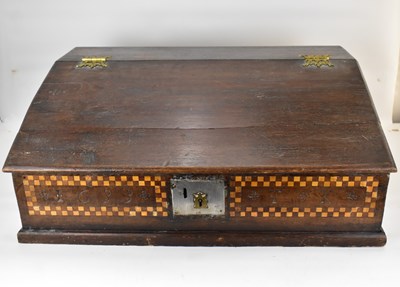 Lot 110 - A 17th century and later oak bible box with...