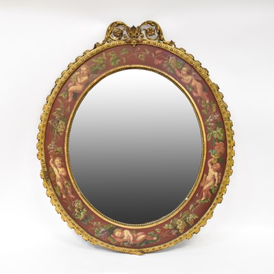 Lot 124 - A large gilt framed oval wall mirror with...