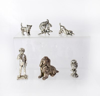 Lot 332 - Six plated animal and bird figures, comprising...