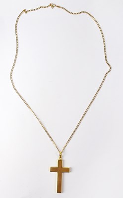 Lot 1217 - An 18ct yellow gold cross, approx. 6g, on a...