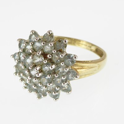 Lot 1131 - A 9ct gold white stone cluster ring, size R,...