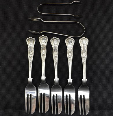 Lot 897 - Five George V hallmarked silver Kings Pattern...