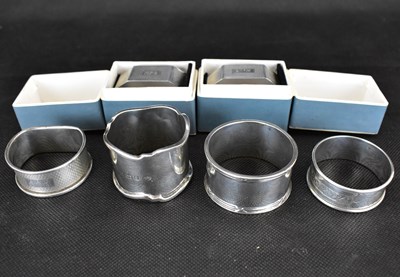Lot 913 - Six hallmarked silver napkin rings to include...