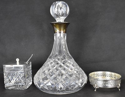 Lot 877 - A 1970s cut glass crystal ships decanter and...