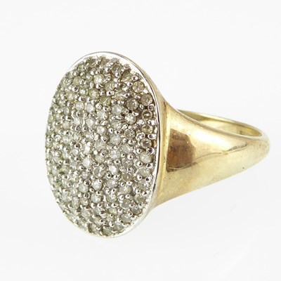 Lot 1081 - A modern 9ct gold diamond cluster ring, size R,...