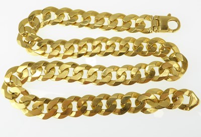 Lot 1245 - A large 9ct gold heavy curb link necklace with...