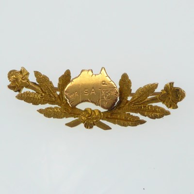 Lot 1194 - A 15ct gold brooch depicting the continent of...