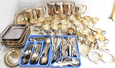 Lot 842 - A large collection of mixed silver plate to...