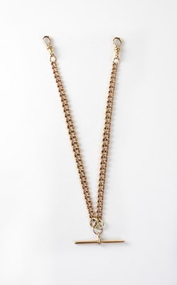 Lot 1152 - A 9ct gold bracelet comprising two flat link...