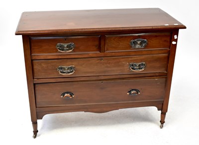 Lot 13 - An Edwardian walnut chest of two short over...
