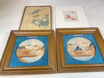 Lot 115 - A pair of Oriental carved cork pictures, a...