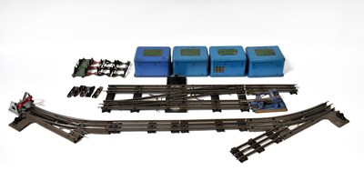 Lot 378 - HORNBY; a quantity of O gauge track, buffers,...