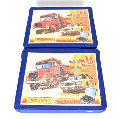Lot 337 - MATCHBOX: two blue carry cases each with four...