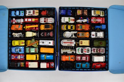 Lot 337 - MATCHBOX: two blue carry cases each with four...