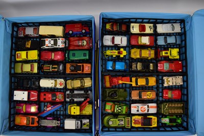 Lot 337 - MATCHBOX: two blue carry cases each with four...