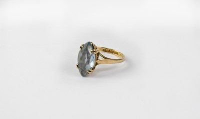 Lot 1076 - A 9ct yellow gold dress ring set with marquise...