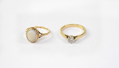 Lot 1117 - Two 9ct gold dress rings, one with oval opal...