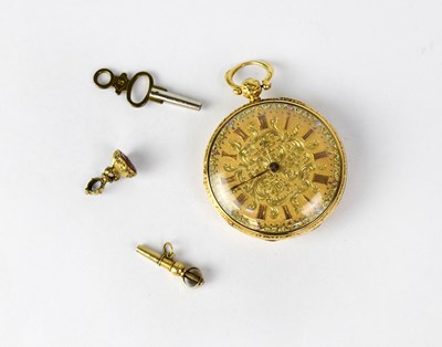 Lot 941 - An 18ct yellow gold open face pocket watch,...