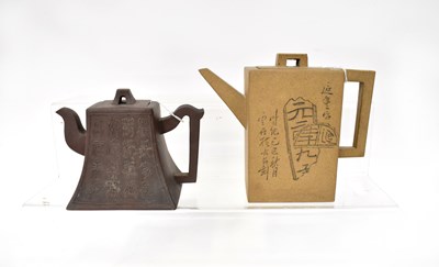 Lot 366 - Two non-matching Yixing teapots, one with...