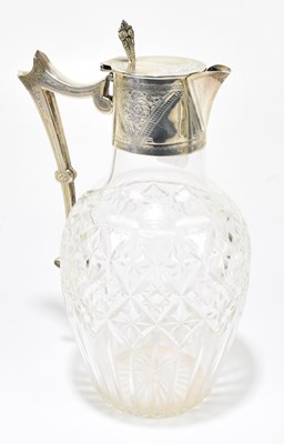 Lot 1075 - A Victorian hallmarked silver mounted cut glass claret jug