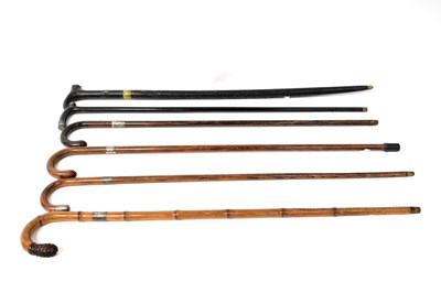 Lot 213 - Six early 20th century walking canes,...