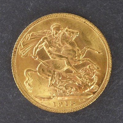 Lot 981 - A George V full sovereign 1913, George &...