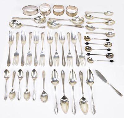 Lot 1065 - VINERS; a set of six George V hallmarked silver cake forks