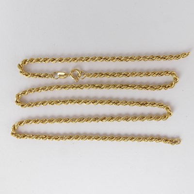 Lot 1251 - A 9ct gold rope twist necklace, length 46cm,...