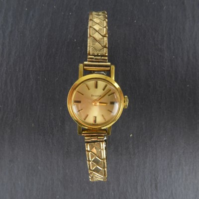 Lot 1393 - BULOVA; a ladies' vintage gold plated...