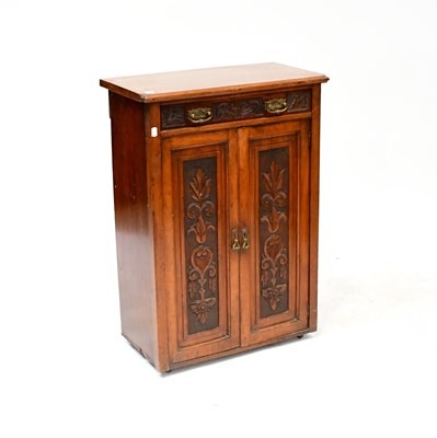 Lot 56 - An Edwardian mahogany carved side cupboard...